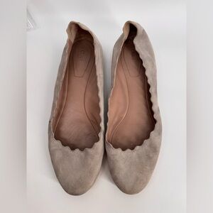Chloe Beige Suede Flats 9.5